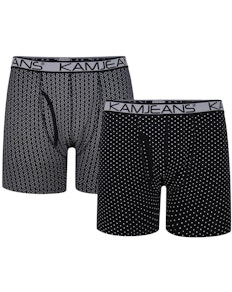 KAM Twin Pack Jersey Printed Boxers Black